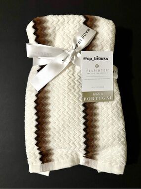 🎁2PC FELPINTER Tip Towel Set - Portugal Cotton Cream Zigzag Textured Towels